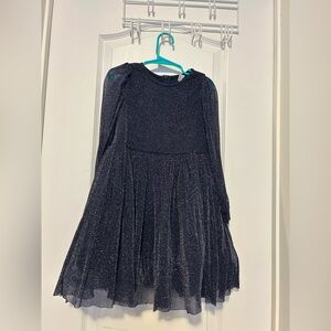 Girls' Sparkle Long-Sleeve Navy Party Dress